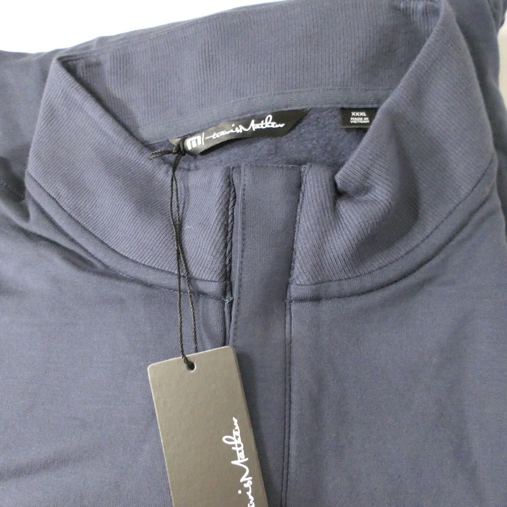 TravisMathew Mens Newport 1/4 Zip Fleece‎ 3XL Blue Nights TM1MU419 Golf Preppy - Picture 11 of 11
